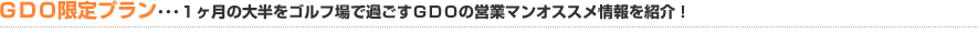 GDO限定プラン･･･１ヶ月の大半をゴルフ場で過ごすGDOの営業マンオススメ情報を紹介！