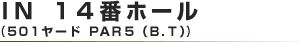 IN　14番　PAR5　501ヤード　BACK　TEE