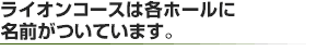 ライオンコースは各ホールに名前がついています。