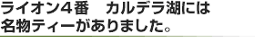 ライオン4番　カルデラ湖には名物ティーがありました。