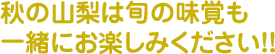 秋の山梨は旬の味覚も一緒にお楽しみください！！