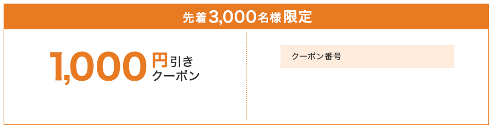 先着3,000名様限定1,000円引きクーポン