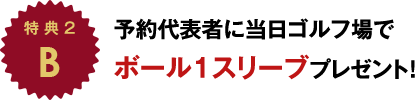 特 典B 予約代表者に当日ゴルフ場でボール1スリーブプレゼント！