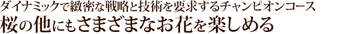 ダイナミックで緻密な戦略と技術を要求するチャンピオンコース桜の他にもさまざまなお花を楽しめる