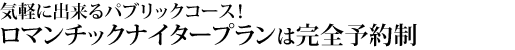 気軽に出来るパブリックコース！ロマンチックナイタープランは完全予約制