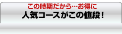 この時期だから…お得に　人気コースがこの値段！
