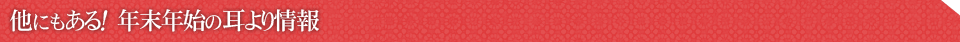 他にもある！年末年始の耳より情報