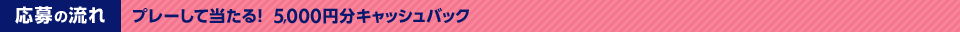 応募の流れ　プレーして当たる！5,000円分キャッシュバック