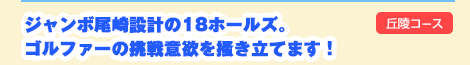 ジャンボ尾崎設計の18ホールズ。ゴルファーの挑戦意欲を掻き立てます ！