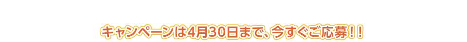 キャンペーンは4月30日まで、今すぐご応募！！