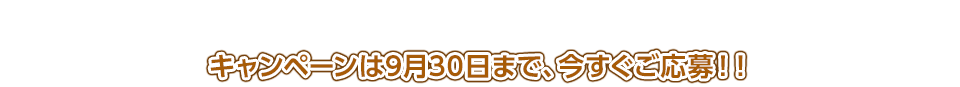 キャンペーンは9月30日まで、今すぐご応募！！