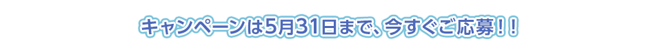 キャンペーンは5月31日まで、今すぐご応募！！