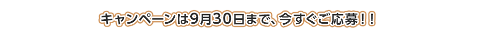 キャンペーンは9月30日まで、今すぐご応募！！